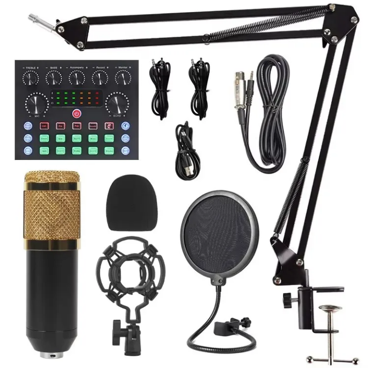 Kit Microphone à Condensateur et Carte Son pour Podcast, Micro USB BM800, Studio d'Enregistrement Live Karaoke