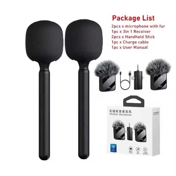 Microphone sans fil 3 en 1 pour studio de karaoké en direct Interview Microphone d'enregistrement extérieur pour TikTok