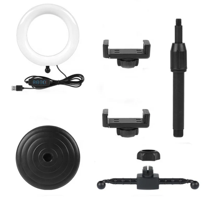 Lumière Anneau LED avec Support Double Téléphone pour Selfies et Vidéos Professionnelles