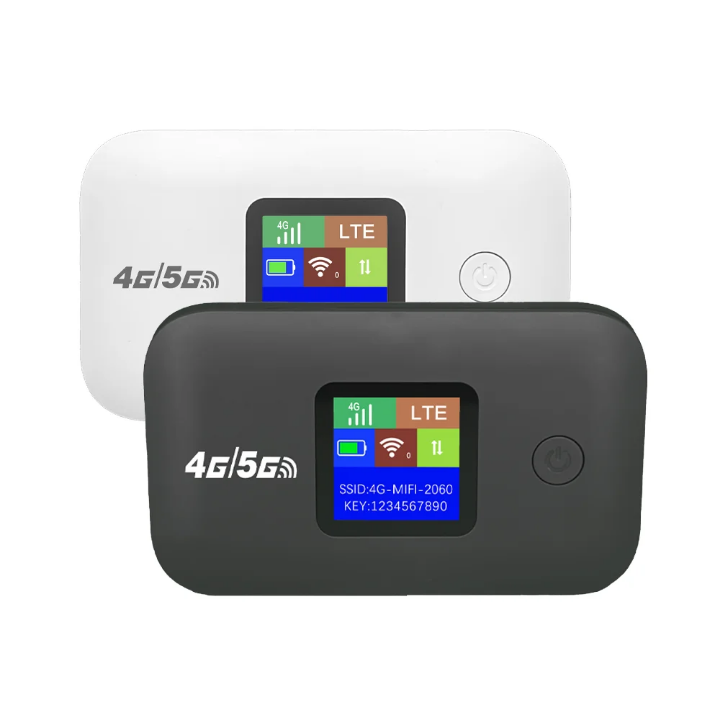 `Routeur WiFi 4G LTE Portable MiFi - Box Internet Sans Fil avec Écran LCD - Batterie 3000mAh - 10 Appareils - Noir/Blanc`