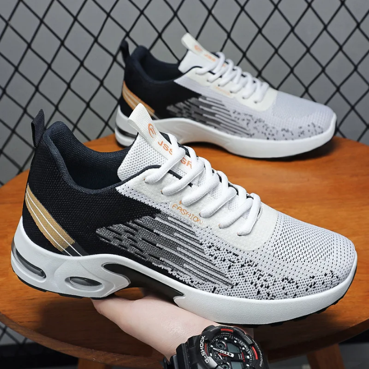 Sneakers Homme Respirantes Blanc & Vert – Chaussures Sport Casual Ultra Confortables