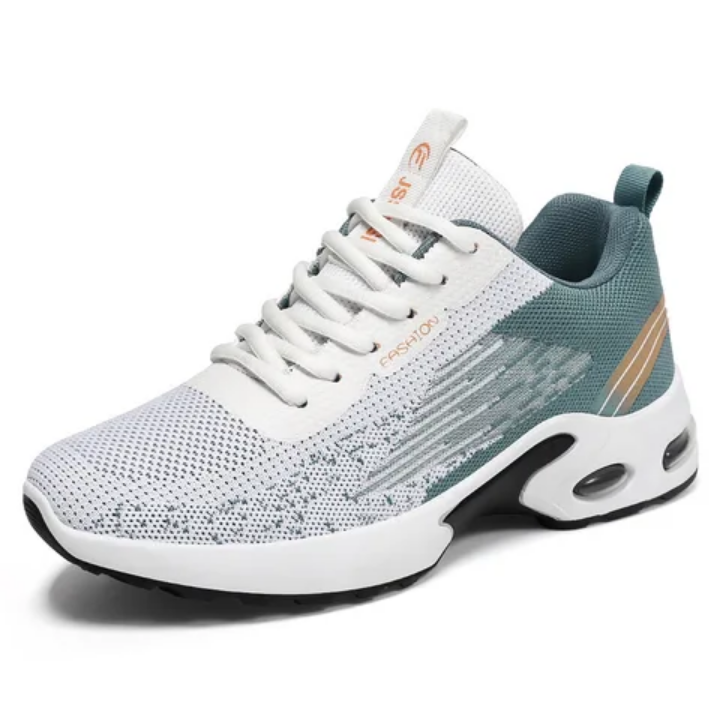 Sneakers Homme Respirantes Blanc & Vert – Chaussures Sport Casual Ultra Confortables