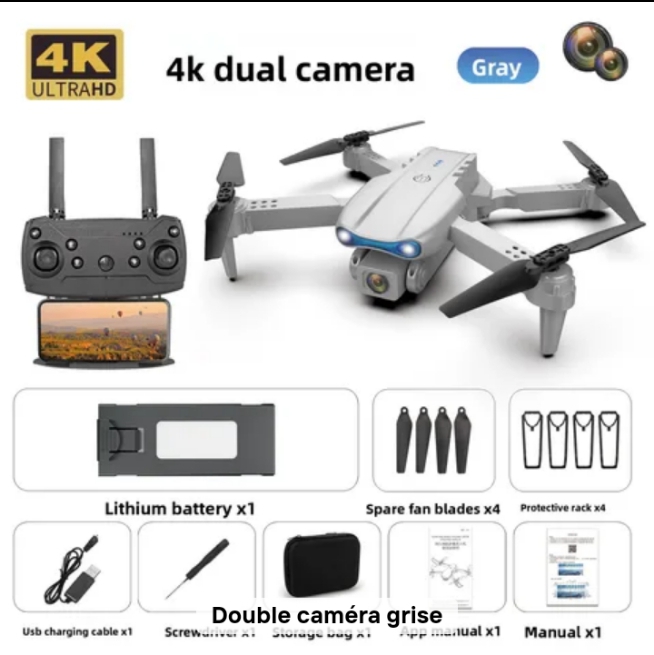Drone 4K Double Caméra Pliable avec Télécommande – Drone Professionnel HD WiFi