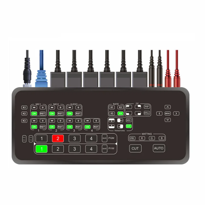 Mélangeur Vidéo Live 4 Entrées VOXFULL - Contrôleur Switcher HDMI/SDI pour Streaming YouTube, Facebook, église, diffusion en direct sur OBS et d'autres logiciels