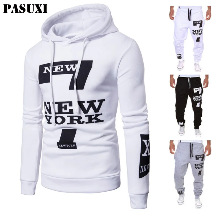 Ensemble Survêtement Homme PASUXI NEW YORK 7 - Sweat à Capuche + Jogger 3 Couleurs