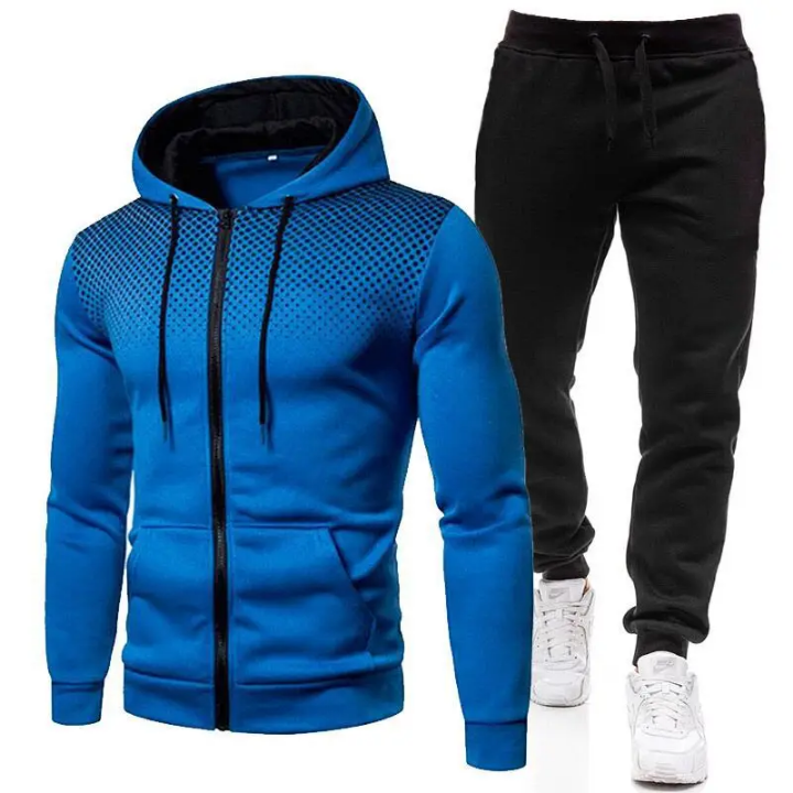 Ensemble Survêtement Homme Zippé - Sweat à Capuche Dégradé + Jogger Noir 2 Pièces