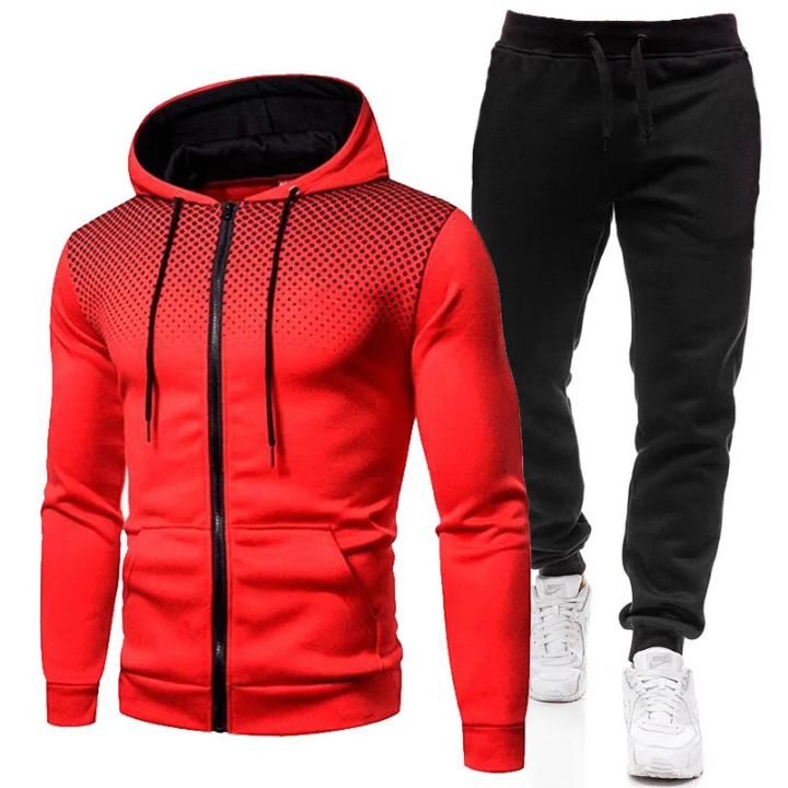 Ensemble Survêtement Homme Zippé - Sweat à Capuche Dégradé + Jogger Noir 2 Pièces