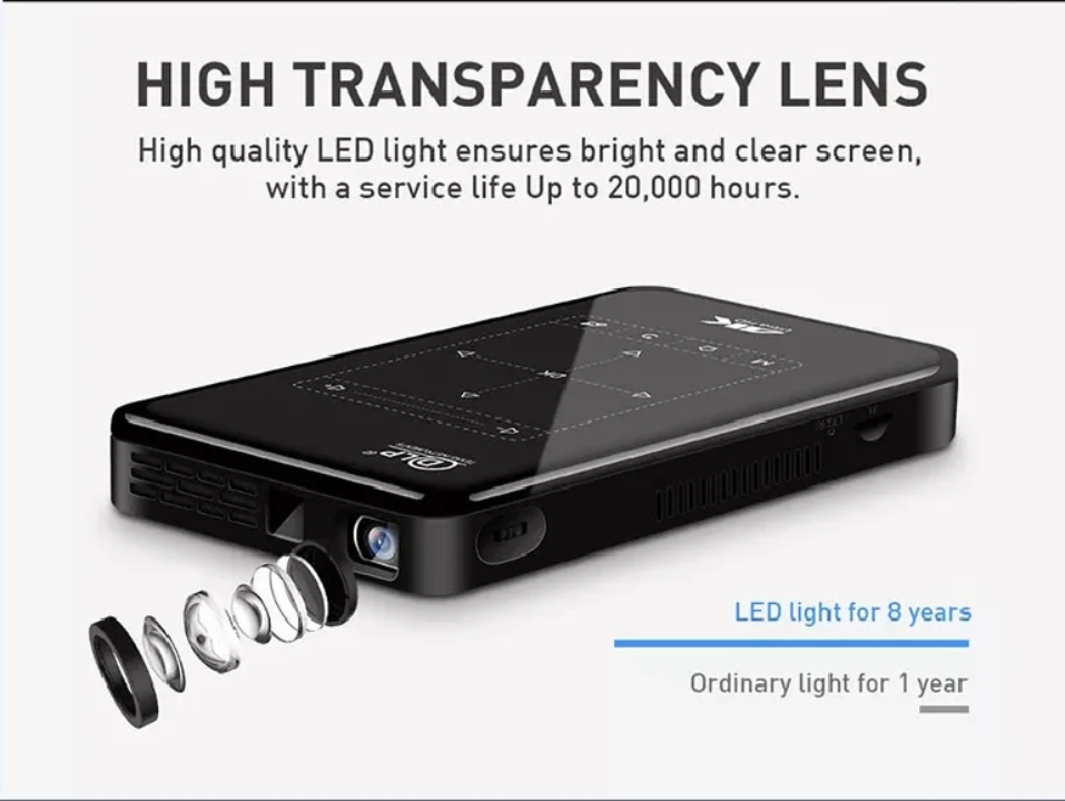 VIDÉO PROJECTEUR ANDROID DLP RECHARGEABLE