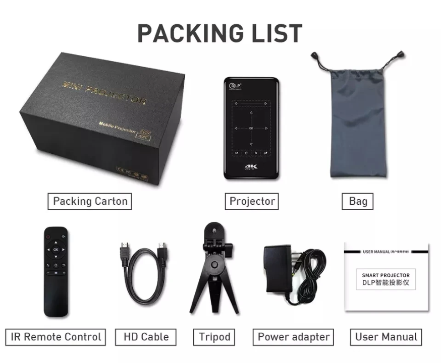 VIDÉO PROJECTEUR ANDROID DLP RECHARGEABLE