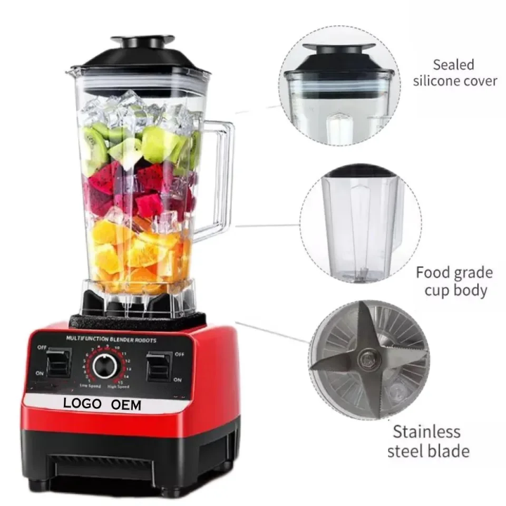 Mixeur Blender Professionnel Silver Crest 2-en-1 4500W – Blender Haute Puissance avec Moulin à Grains et Épices – Grande Capacité – Usage Domestique et Commercial