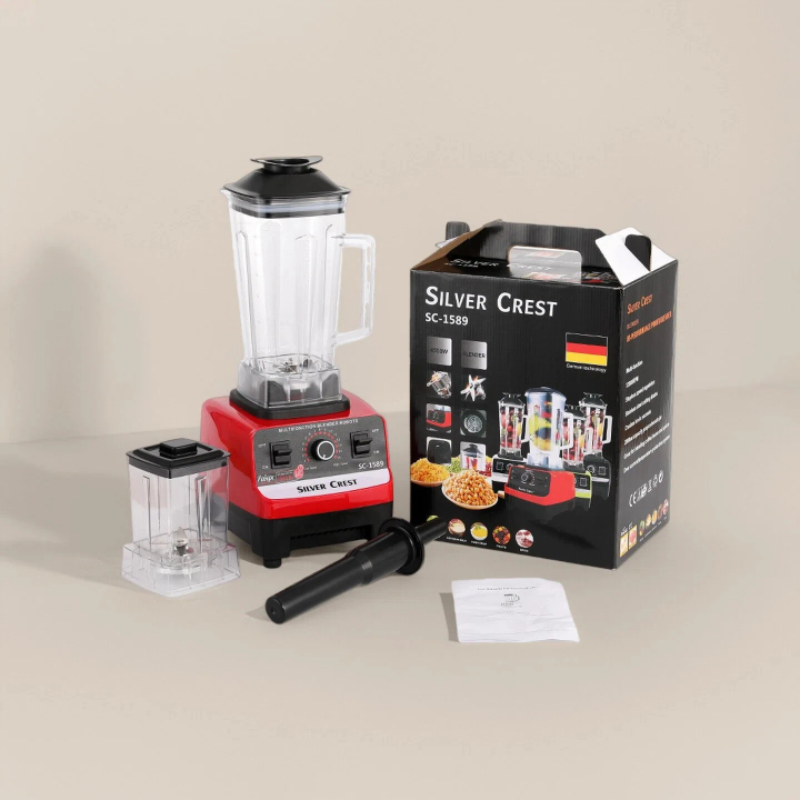 Mixeur Blender Professionnel Silver Crest 2-en-1 4500W – Blender Haute Puissance avec Moulin à Grains et Épices – Grande Capacité – Usage Domestique et Commercial