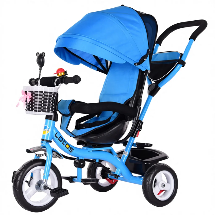 Tricycle Évolutif Bébé 3 en 1 LOTOS – Poussette Trike avec Canopy UV, Guidon Parental + Panier | 10 Mois à 5 Ans*