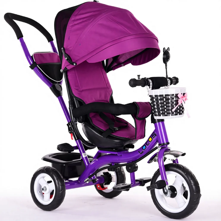 Tricycle Évolutif Bébé 3 en 1 LOTOS – Poussette Trike avec Canopy UV, Guidon Parental + Panier | 10 Mois à 5 Ans*