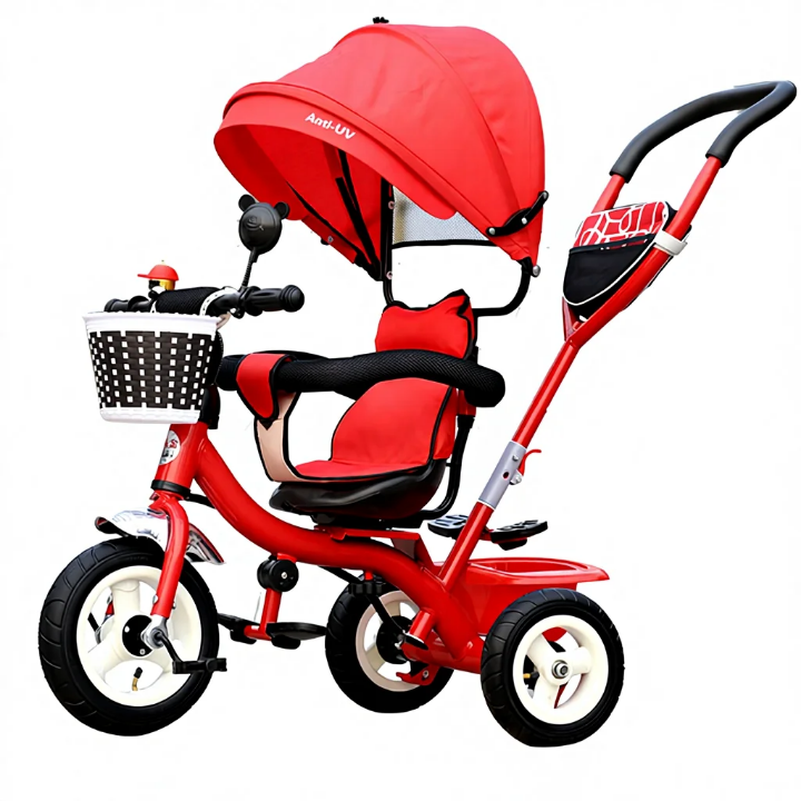 Tricycle Évolutif Bébé 3 en 1 LOTOS – Poussette Trike avec Canopy UV, Guidon Parental + Panier | 10 Mois à 5 Ans*