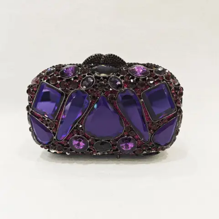Pochette de Soirée Femme en Cristal - Sac à Main de Mariée, Bal, Gala - 11 Couleurs - Strass Luxe - Fermoir Cliquet