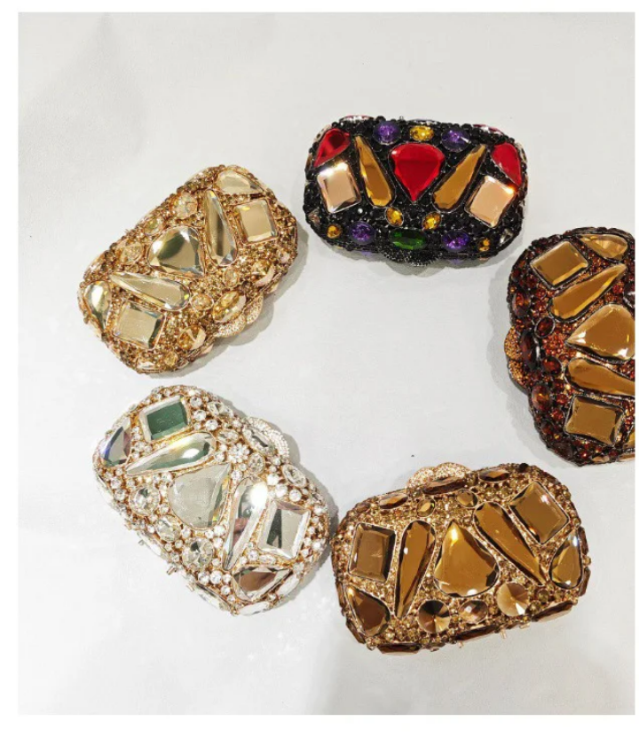 Pochette de Soirée Femme en Cristal - Sac à Main de Mariée, Bal, Gala - 11 Couleurs - Strass Luxe - Fermoir Cliquet