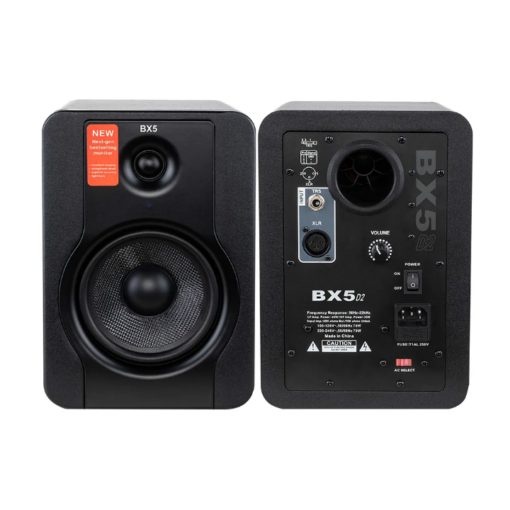 Paire de Moniteurs de Studio Actifs 2x 5" BX5 D2 - Enceintes de Référence pour Home Studio, Mixage et Production Musicale - Entrées XLR/TRS - 70W