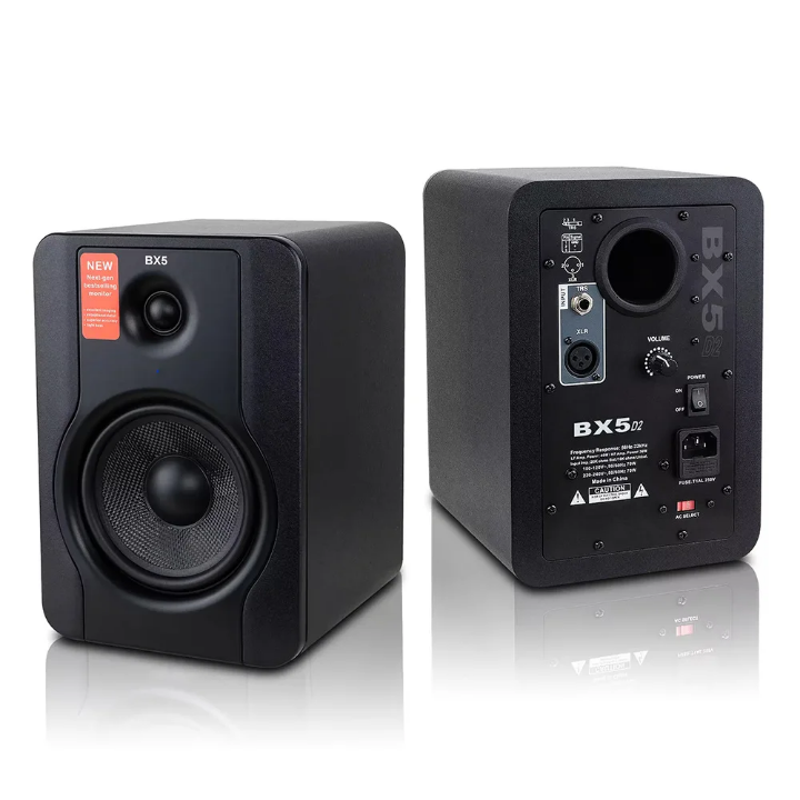 Paire de Moniteurs de Studio Actifs 2x 5" BX5 D2 - Enceintes de Référence pour Home Studio, Mixage et Production Musicale - Entrées XLR/TRS - 70W