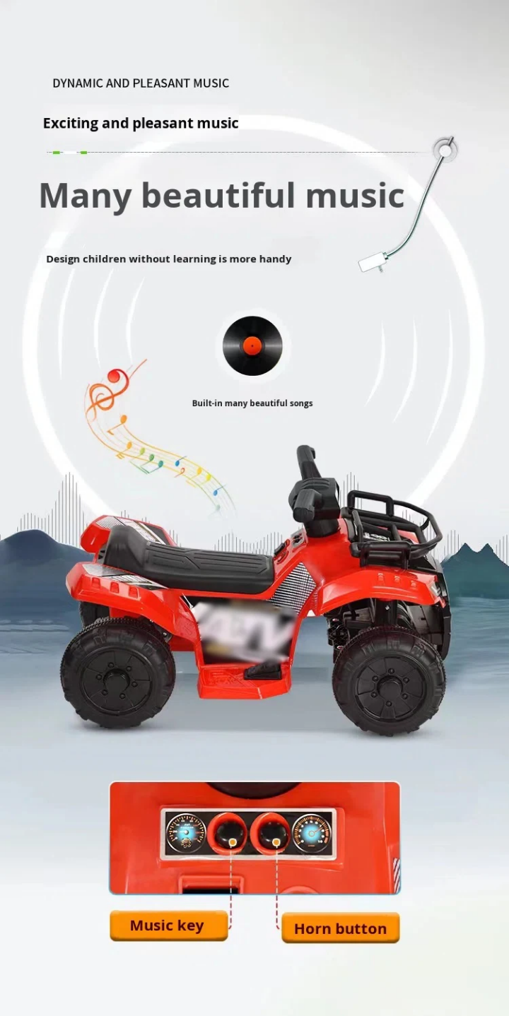 Quad Électrique Enfant 4x4 - Moto Tout-Terrain à Batterie 6V pour Enfants de 2 à 4 Ans | Jouet Extérieur Rouge