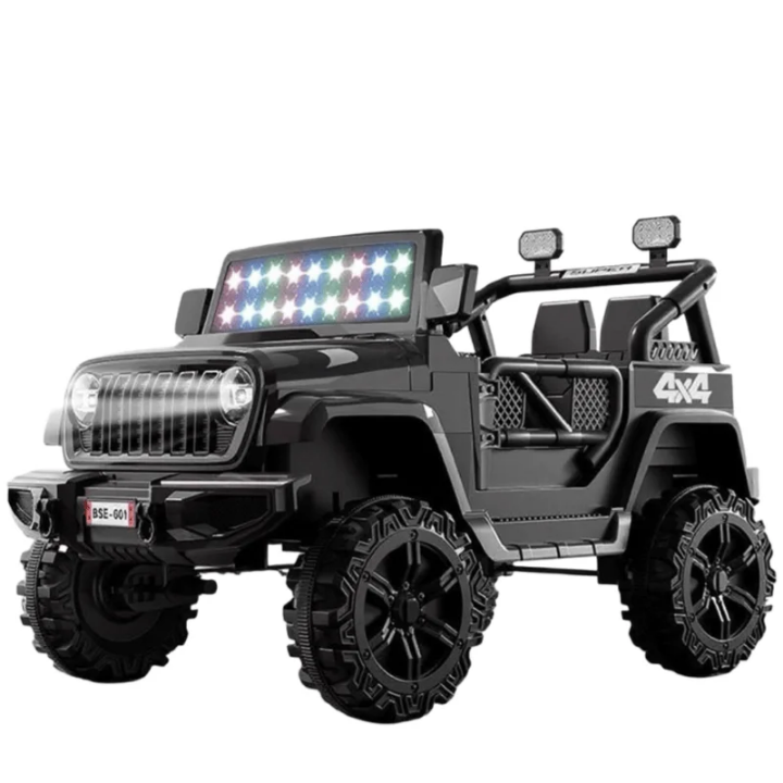 Jeep Électrique Enfant 4x4 - Voiture à Batterie 12V avec Télécommande Parents | Phares LED + Musique + Gyrophare