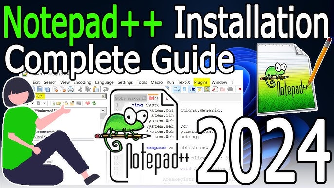 Éditeur de Texte Professionnel Notepad++ avec Mascotte Caméléon – Outil de Codage et Édition Avancé